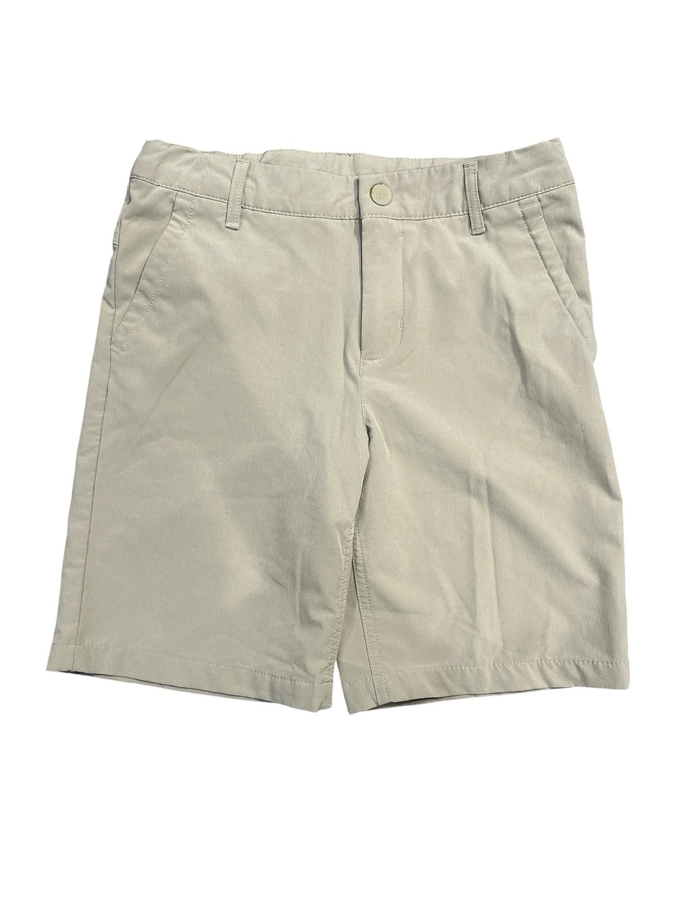 Boys’ Khaki Golf Shorts – Adjustable Waist, Pull Tabs Preppy